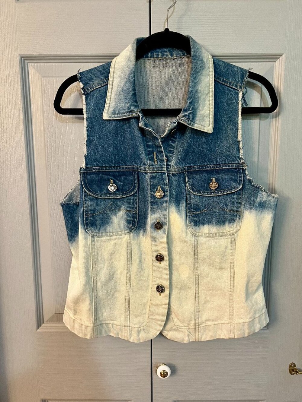 Upcycled DIY Custom‎ Bleached Denim Vest